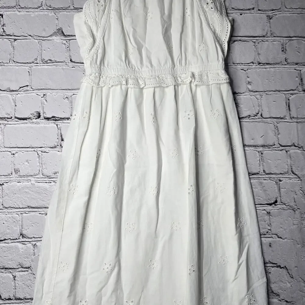 Justice 100% Cotton Eyelet Ruffle‎ Accent Maxi Dress Size 14